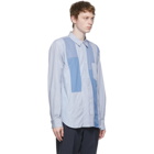 Comme des Garcons Homme Deux White and Blue Stripe Panel Shirt