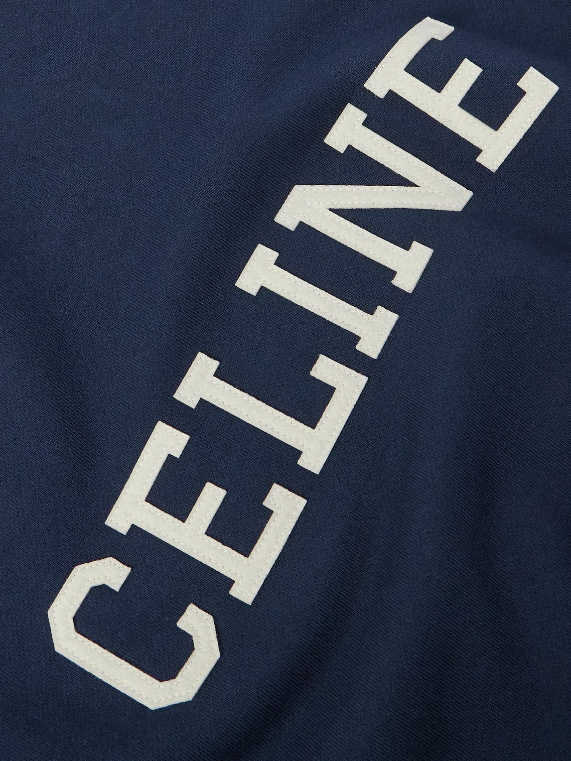 CELINE - Logo-Appliquéd Cotton-Jersey Sweatshirt - Blue