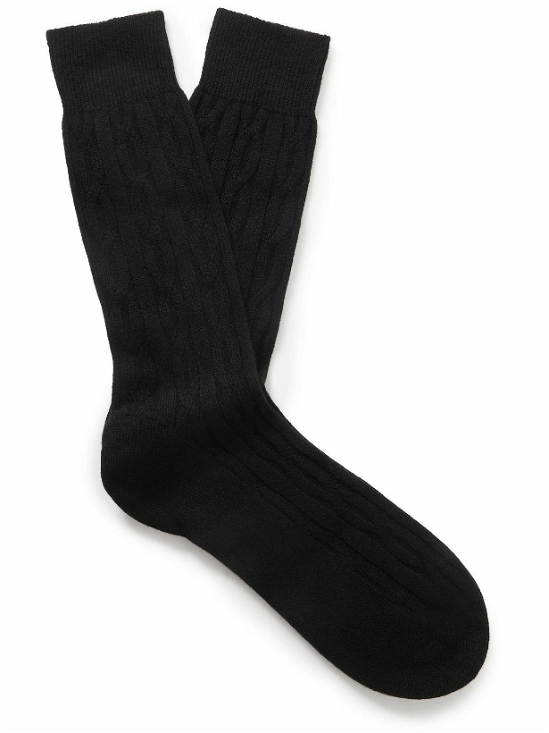 Photo: Anderson & Sheppard - Cable-Knit Cashmere Socks - Black