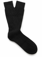 Anderson & Sheppard - Cable-Knit Cashmere Socks - Black