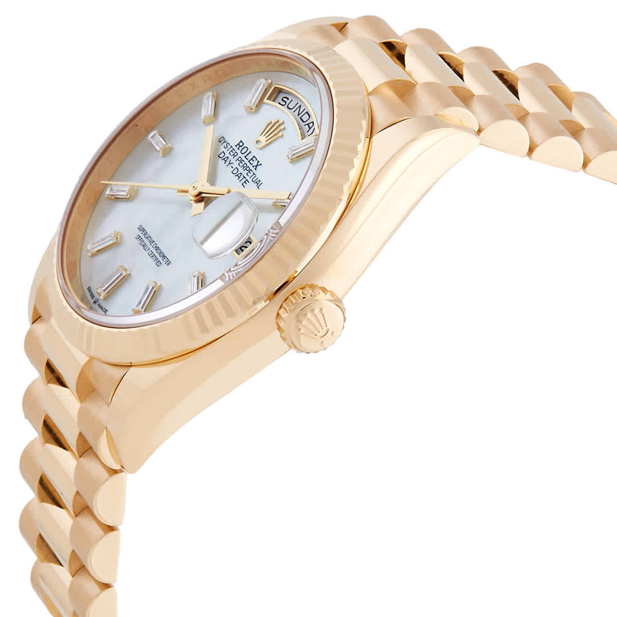 Rolex Day Date Automatic Chronometer Diamond White Mother of Pearl Dial Unisex Watch M128238-0123