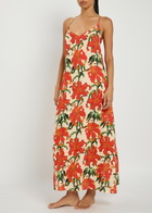 Desmond & Dempsey Floral-printed Linen Night Dress Orange