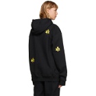 Perks and Mini SSENSE Exclusive Black and Yellow Embroidered Hoodie