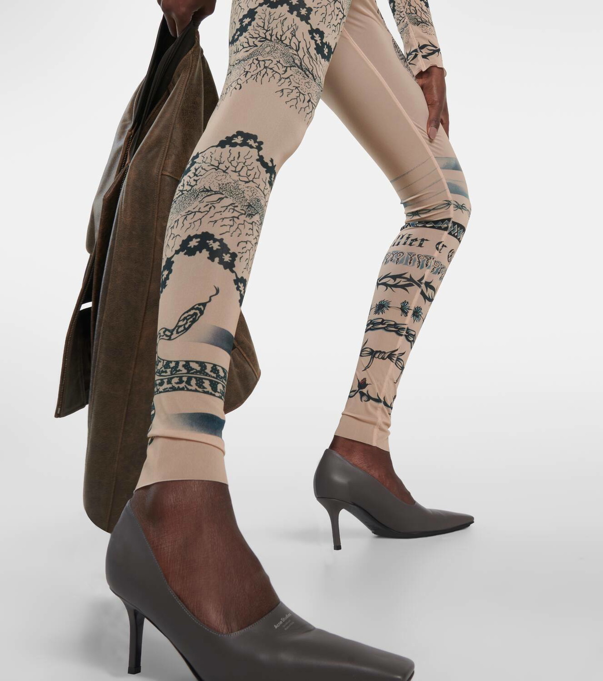 Jean Paul Gaultier x KNWLS printed mesh leggings