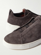 Zegna - Triple Stitch Suede Sneakers - Brown