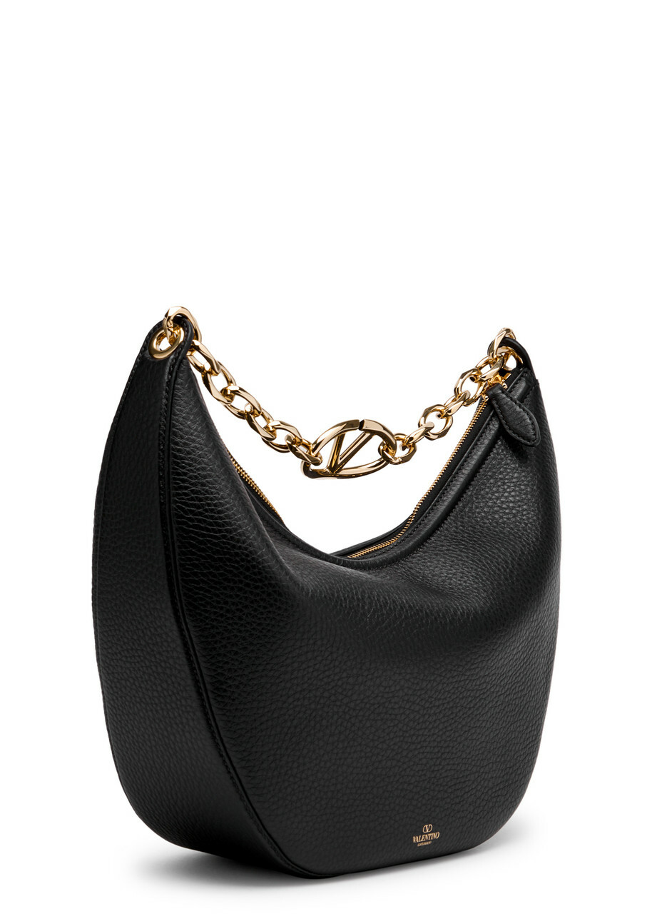 ショルダーバッグ・ポシェット VALENTINO BLACK LEATHER MEDIUM HOBO VLOGO MOON SHOULDER BAG Valentino Garavani Medium VLogo Moon Shoulder Bag | Black