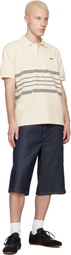 Lacoste Off-White 'French Made' Classic Fit Striped Polo