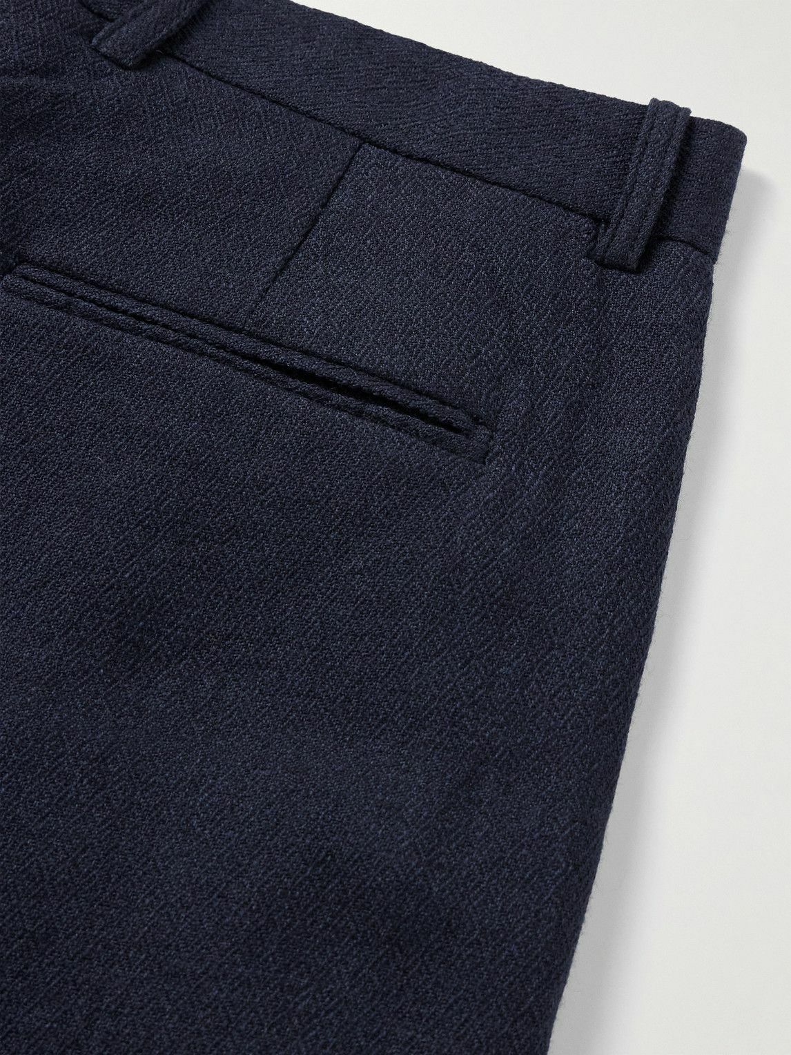 Kartik Research - Pleated Embroidered Wool Trousers - Blue
