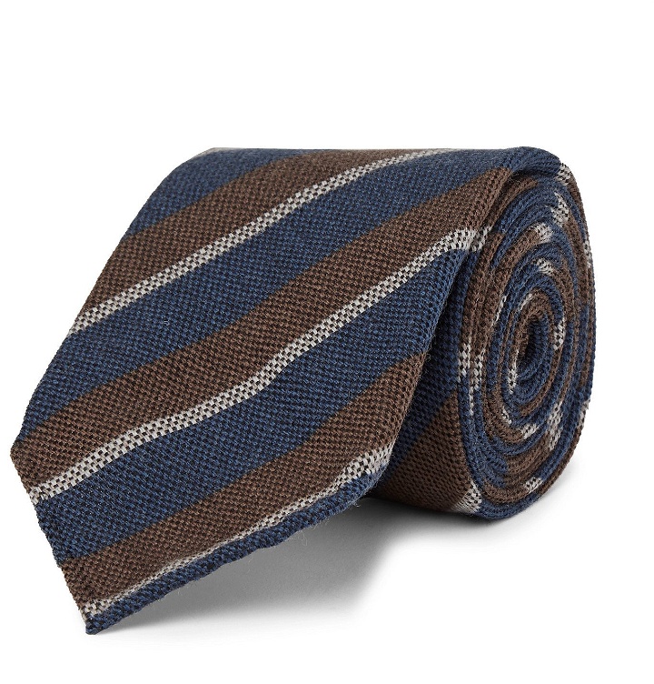 Photo: Thom Sweeney - 7.5cm Striped Wool and Silk-Blend Tie - Blue