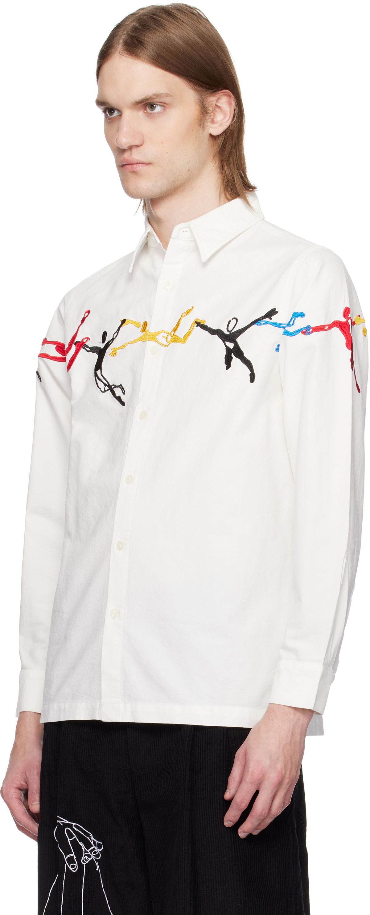 KidSuper White Embroidered Figures Shirt