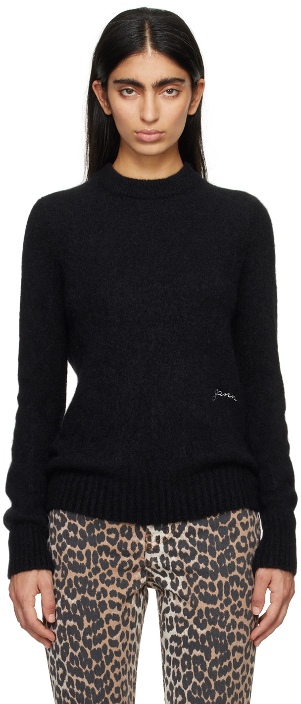 Ganni Striped Soft Wool O-Neck Sweater