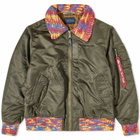 Awake NY Men's MA1 Washed Bomber Jacket in Olive