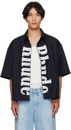 Rhude Black Center Logo Button Up Shirt
