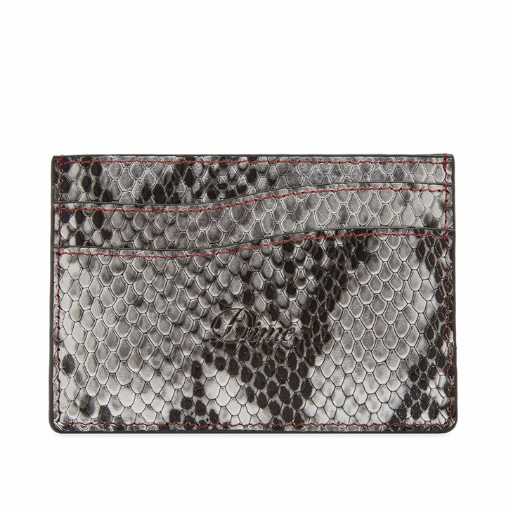 Photo: Dime Men's Embossed Leather Cardholder in Silver Snake 