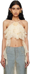 Blumarine Beige Flounce Tank Top