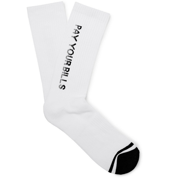 Photo: N/A - Intarsia Stretch Cotton-Blend Socks - Men - White