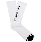 N/A - Intarsia Stretch Cotton-Blend Socks - Men - White