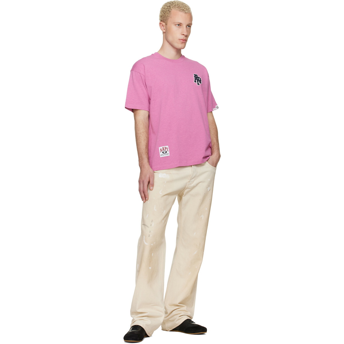 AAPE by A Bathing Ape Pink Logo Patch T-shirt