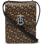 Burberry - Leather-Trimmed Monogrammed Coated-Canvas Messenger Bag - Brown