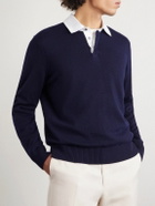 Dunhill - Cotton-Trimmed Cashmere and Linen-Blend Polo Shirt - Blue