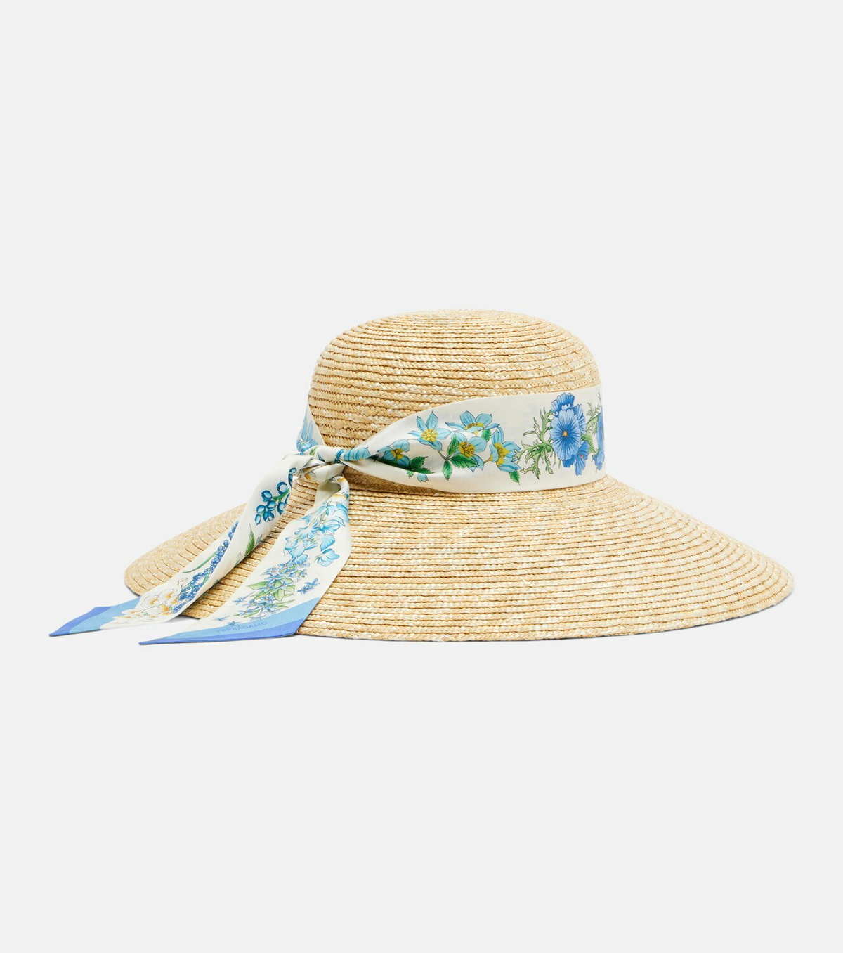Ferragamo Scarf-detail raffia sun hat