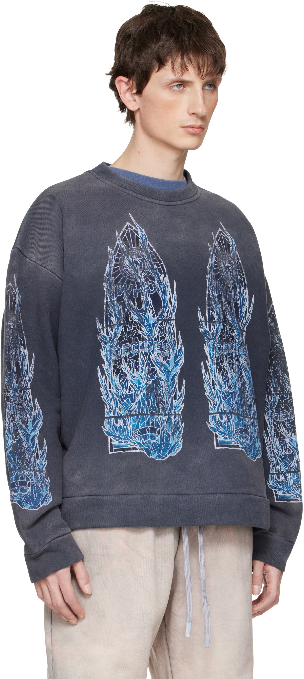 Who Decides War Navy Flame Glass Sweatshirt