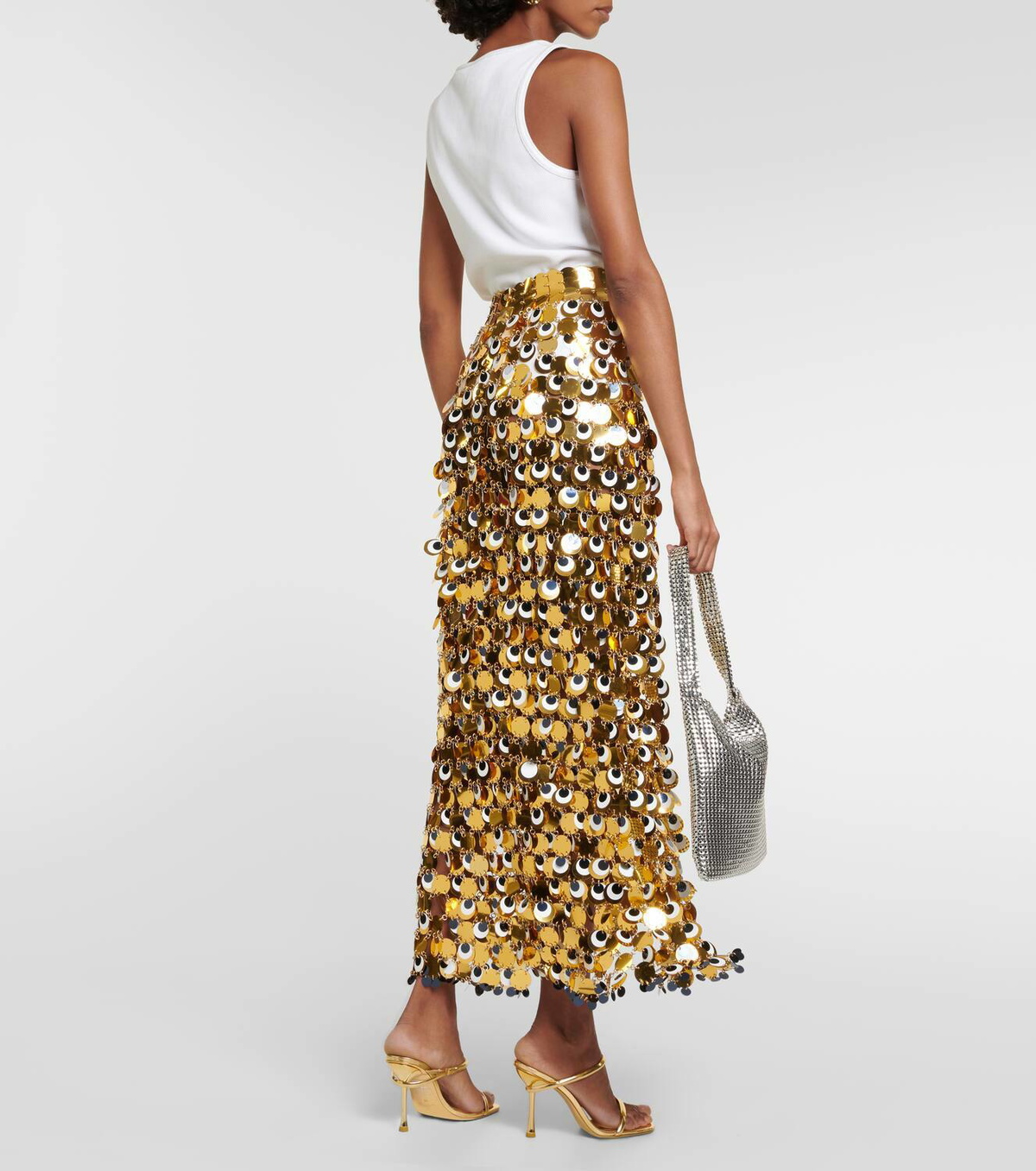 Rabanne Embellished jersey maxi skirt Paco Rabanne