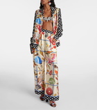 Dolce&Gabbana Capri printed silk satin palazzo pants