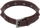 Valentino Garavani Burgundy Rockstud Leather Bracelet