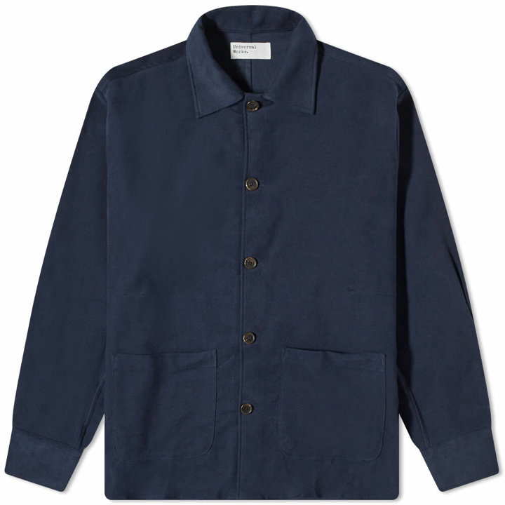 Photo: Universal Works Men's Moleskin Travail Overshirt in Navy