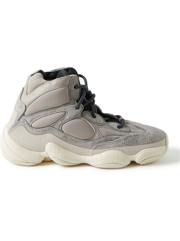 Photo: adidas Originals - Yeezy 500 High Neoprene, Suede and Full-Grain Leather Sneakers - Gray