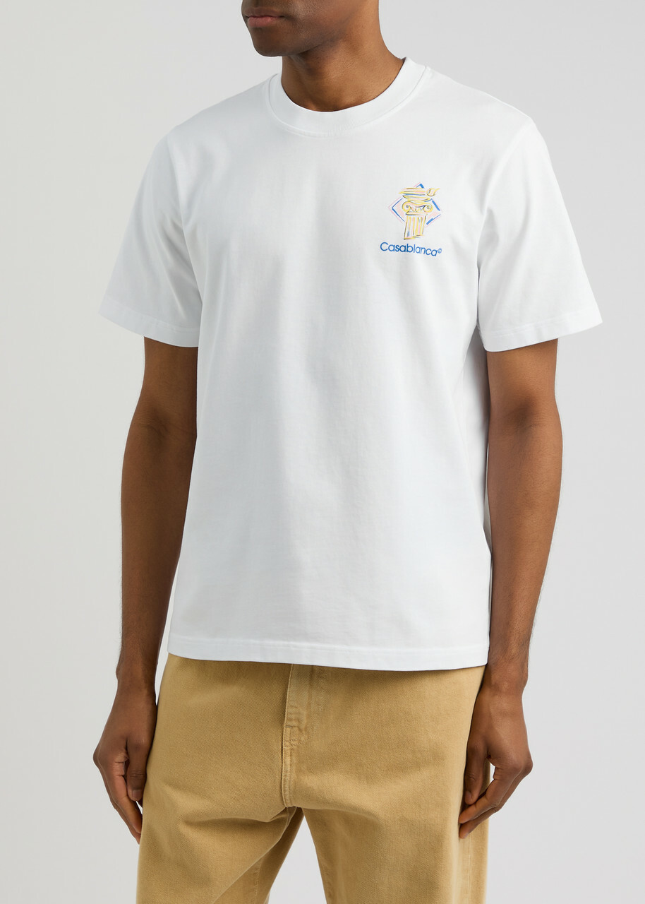 Casablanca Diamond Column Printed Cotton T-shirt White Casablanca Diamond Column Printed Cotton T-shirt White