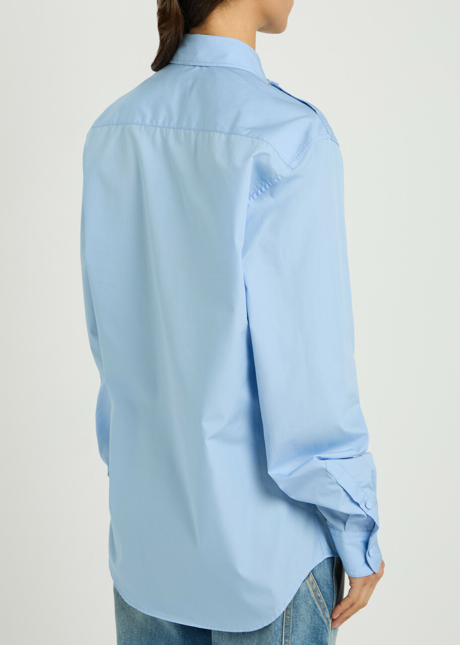 Aaron Esh Military Cotton-poplin Shirt Blue