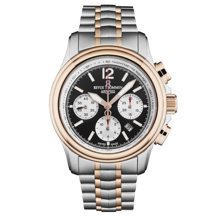 Photo: Revue Thommen Air Speed Chronograph Automatic Black Dial Mens Watch 16041.6457