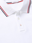 MONCLER - Slim-Fit Contrast-Tipped Logo-Appliquéd Cotton-Piqué Polo Shirt - White