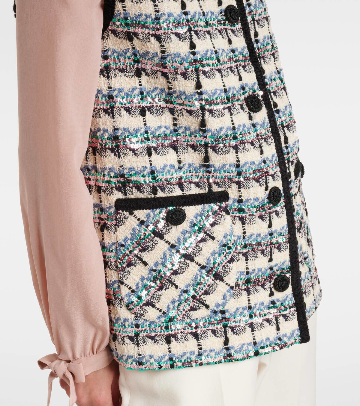 Valentino Mossi sequined cotton-blend tweed vest