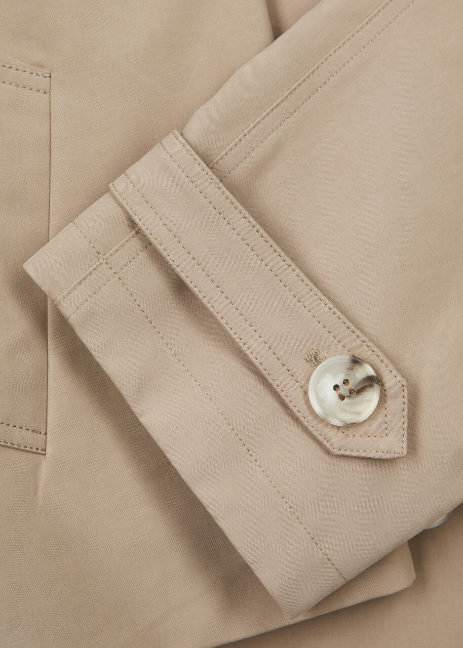 Meotine Bobby Cropped Cotton Trench Jacket Beige