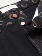 Marine Serre - Straight-Leg Panelled Logo-Print Upcycled Shorts - Black