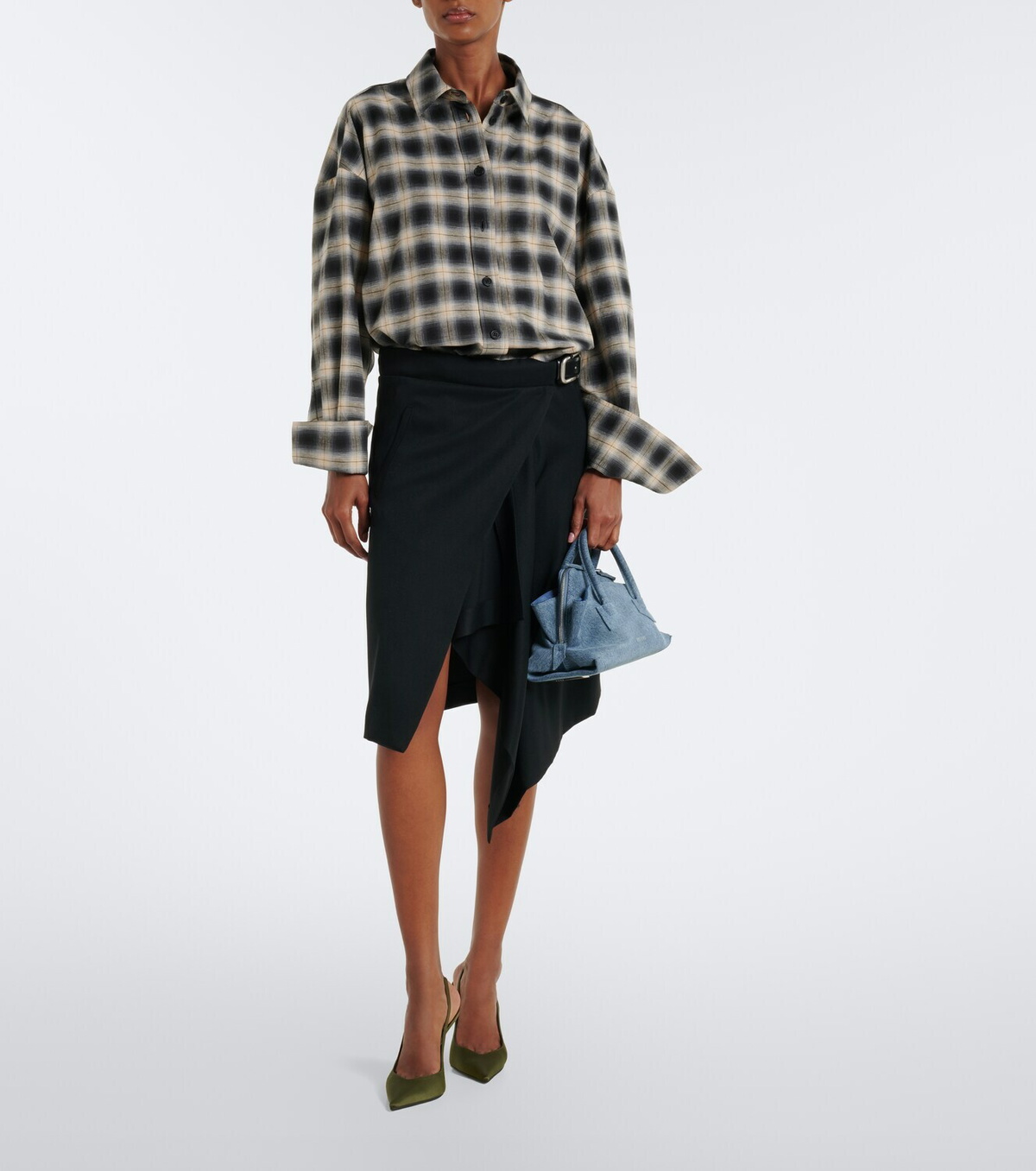 The Attico La Passeggiata Mini denim top-handle bag