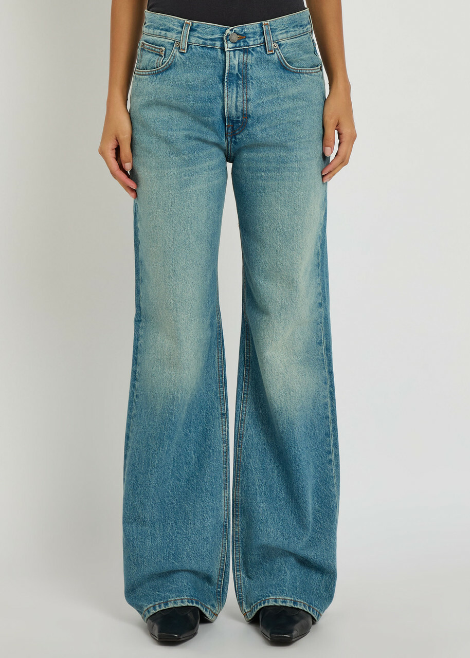 Haikure Korea Straight-leg Jeans Blue