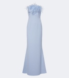 Safiyaa Soshin feather-trimmed crêpe gown