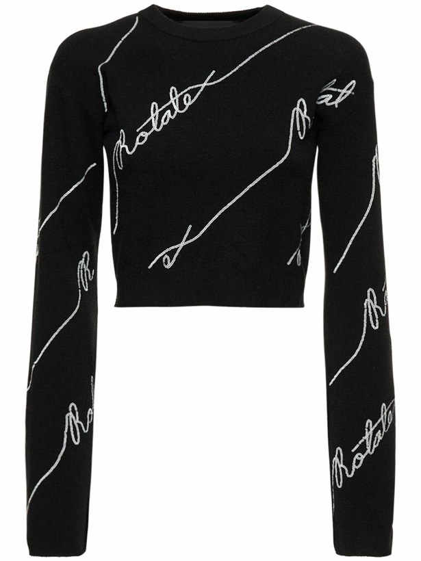 Photo: ROTATE - Sequined Logo Cropped Sweater
