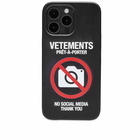 Vetements Men's No Social Media iPhone 14 Pro Max Case in Black