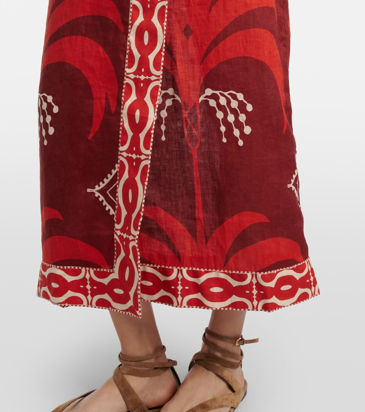 Johanna Ortiz Printed open-back linen midi dress