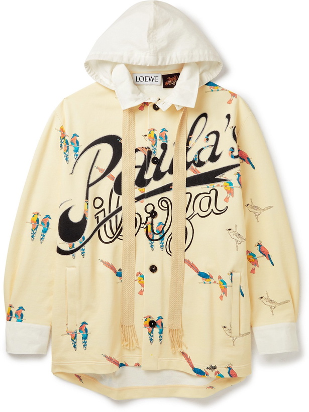 Photo: LOEWE - Paula's Ibiza Printed Loopback Cotton-Jersey Hoodie - Neutrals