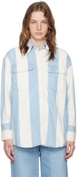 FRAME White & Blue 'The Borrowed Shirt' Denim Shirt