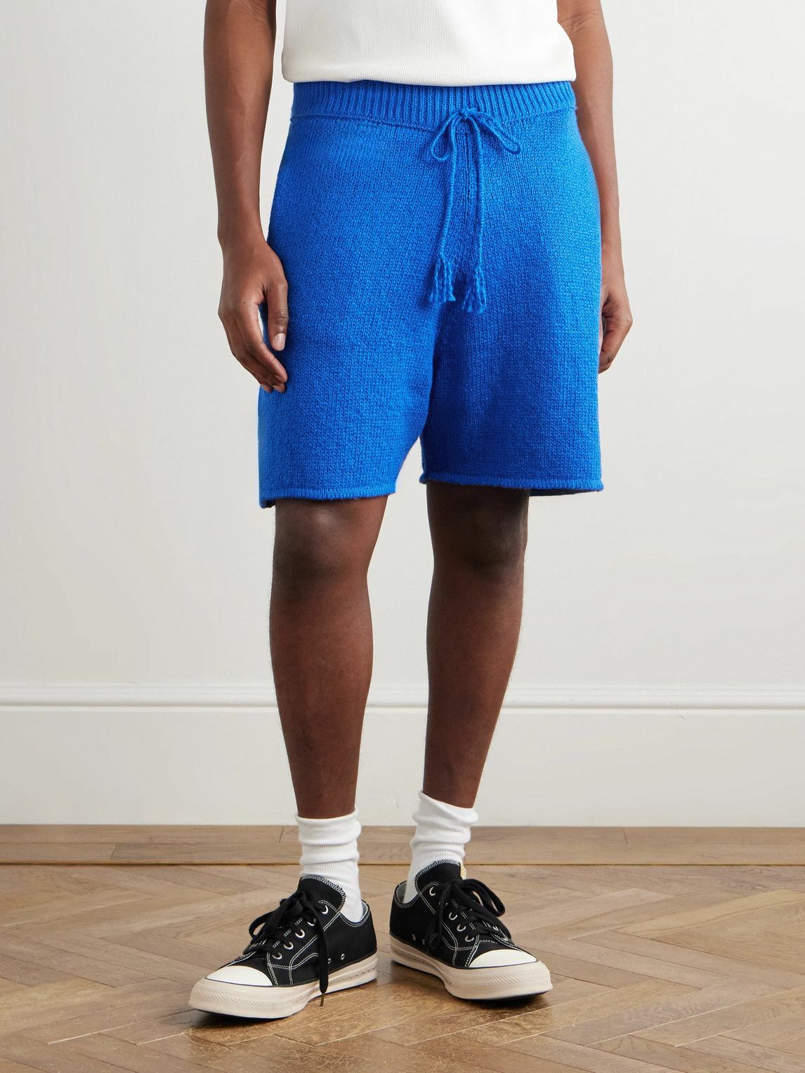 Cherry Los Angeles - Straight-Leg Cotton Drawstring Shorts - Blue