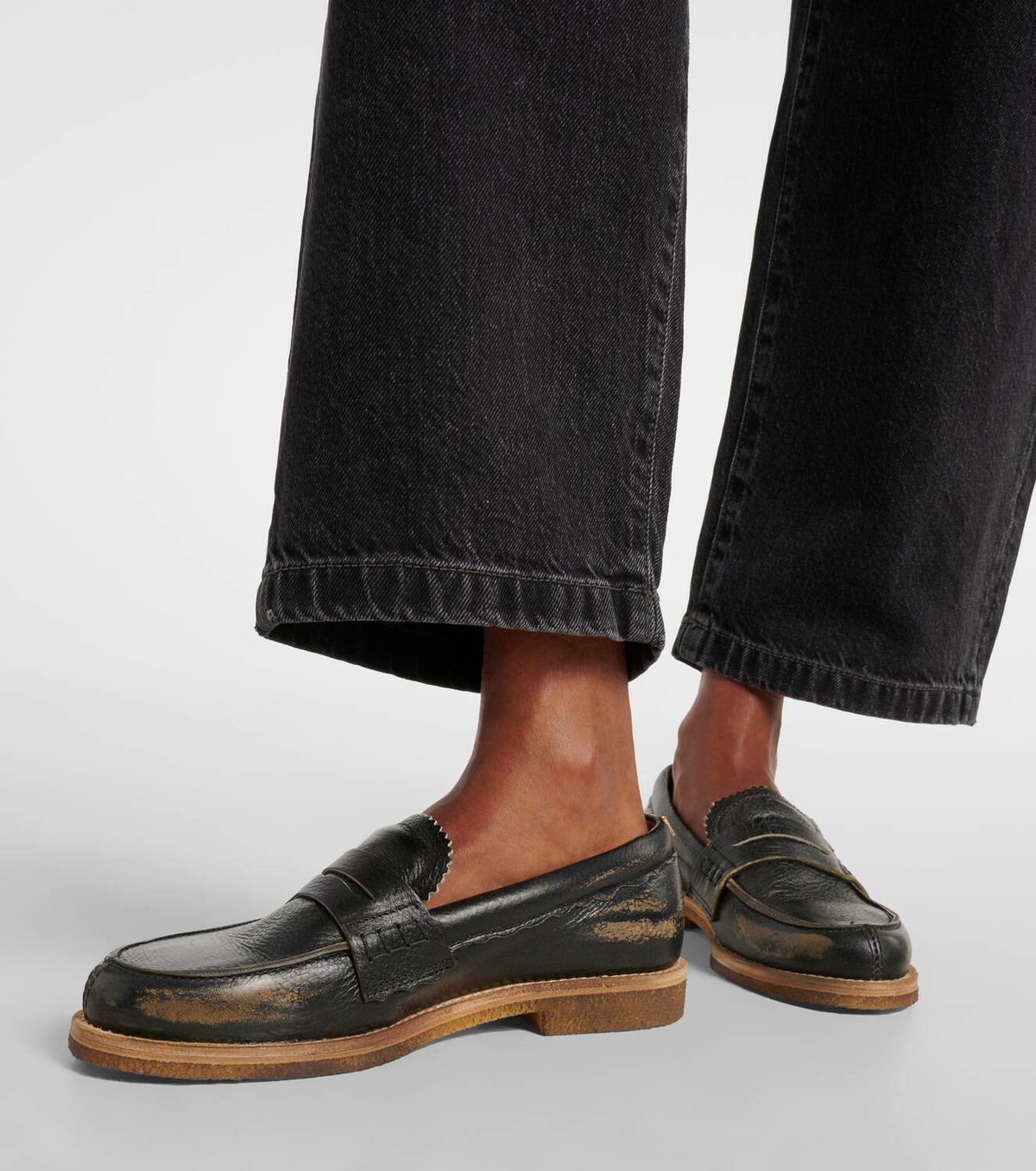 【関税&送料込】Golden  Jerry Loafer Jerry leather penny loafers in black - Golden Goose | Mytheresa