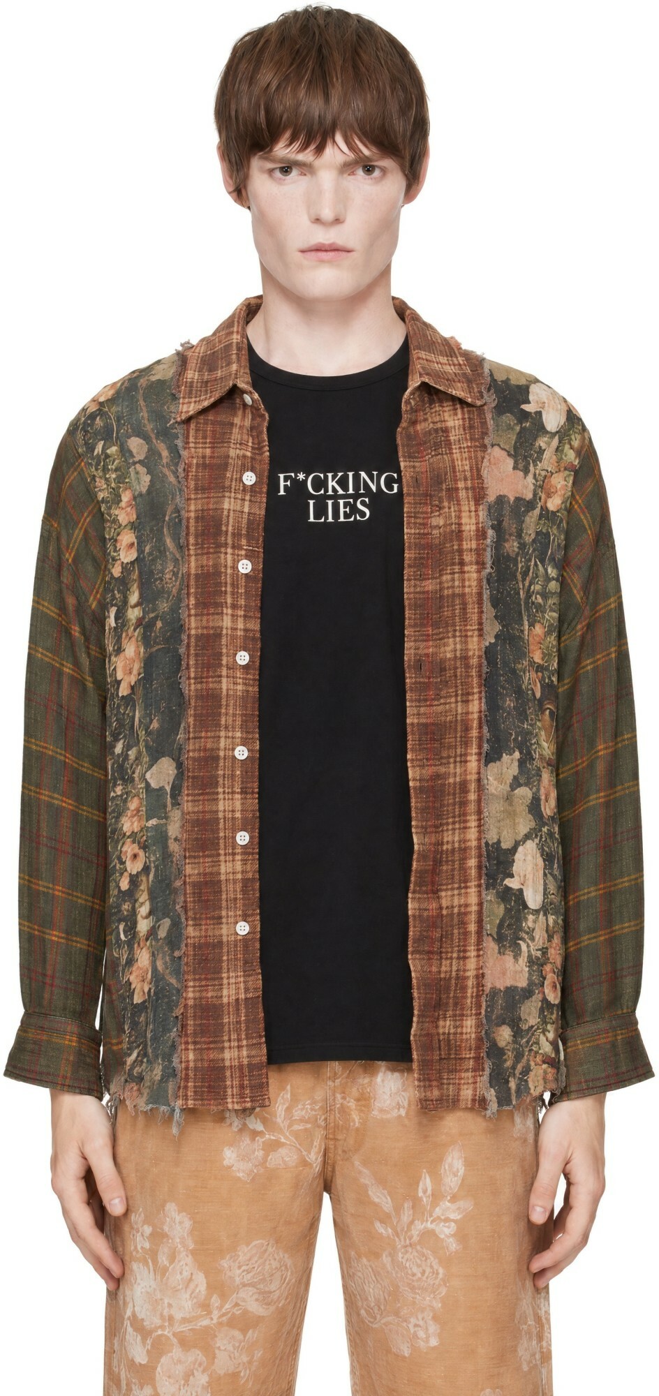 R13 Brown Drop Neck Shirt