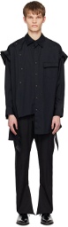 Sulvam Black Asymmetric Shirt